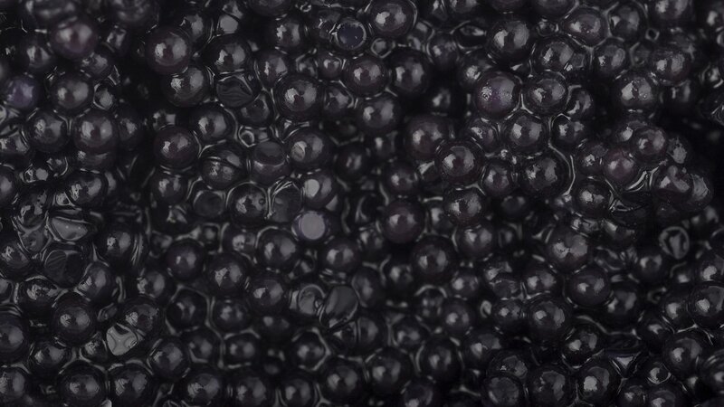 close-up of black caviar
