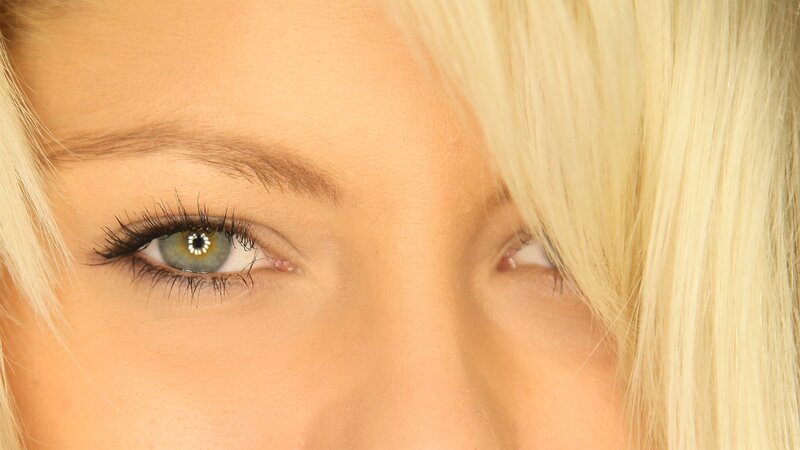 close-up of blonde woman's eyes