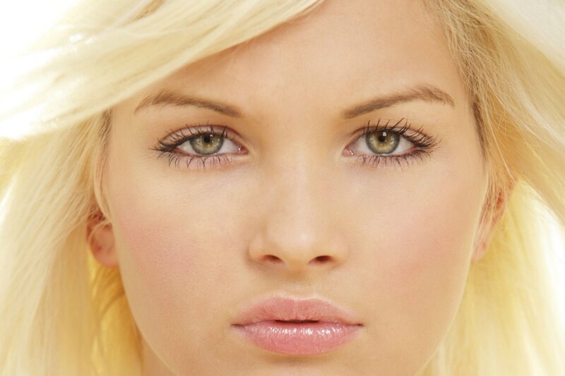 close-up of blonde woman's face