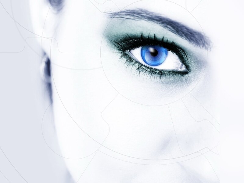 Close-up of Blue Eye — White, Dramatic, Digital Art