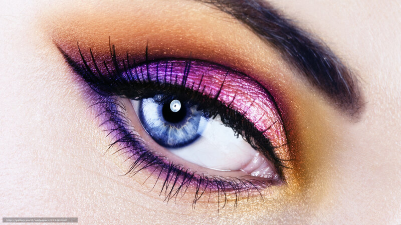 close-up of blue eye with makeup