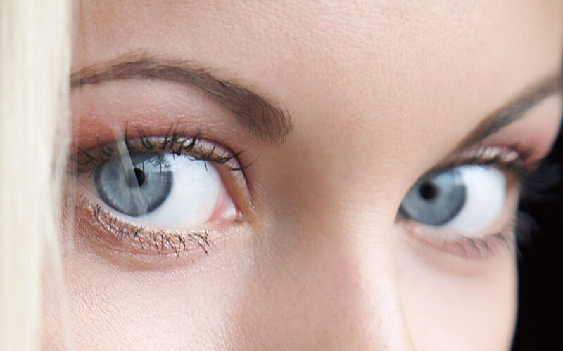 close-up of blue eyes