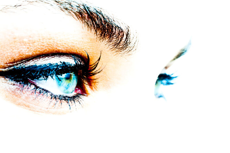 close-up of blue eyes
