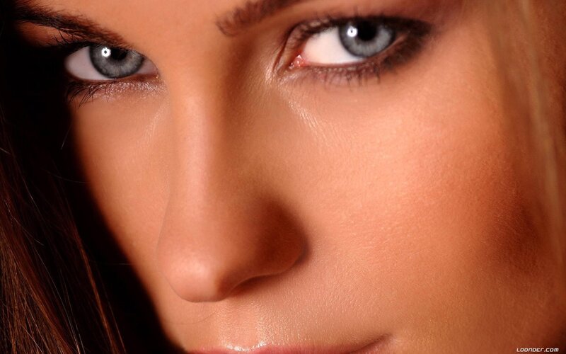 close-up of blue eyes