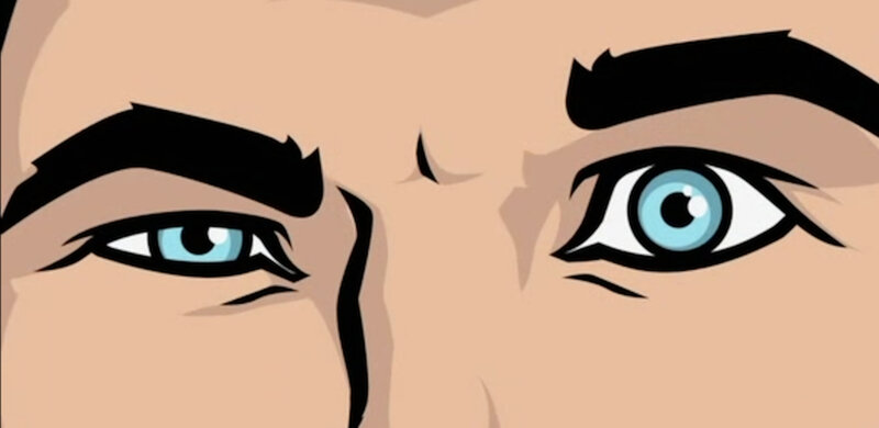 close-up of blue eyes