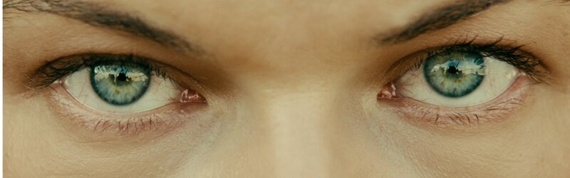close-up of blue eyes