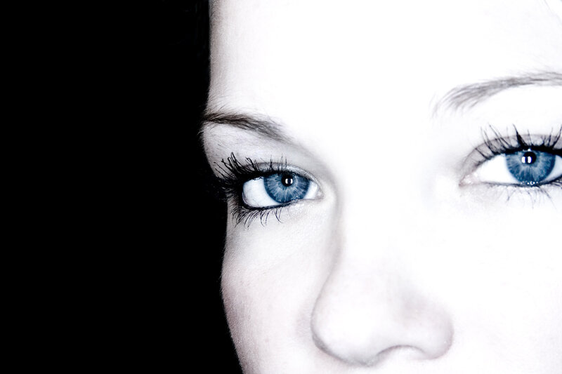 close-up of blue eyes