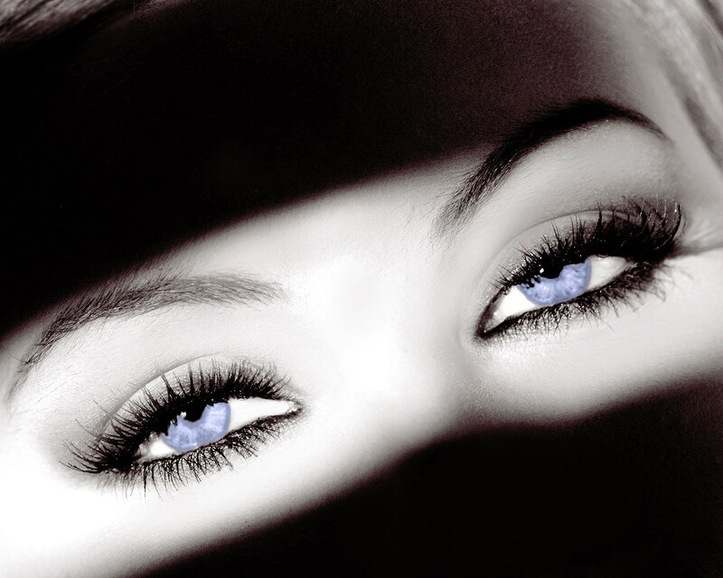 close-up of blue eyes