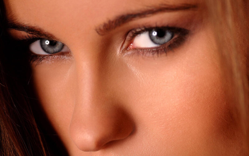 close-up of blue eyes