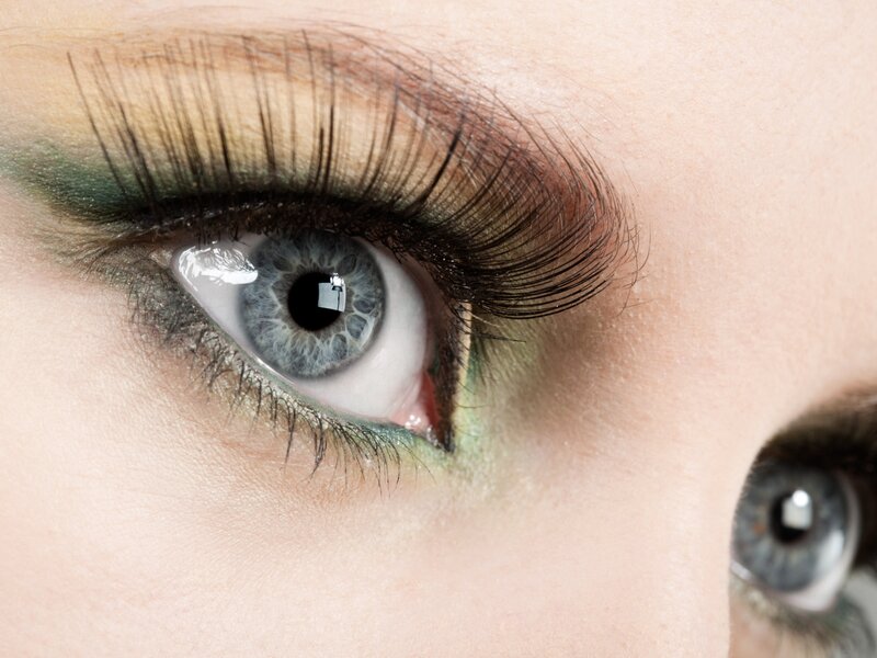 close-up of blue eyes