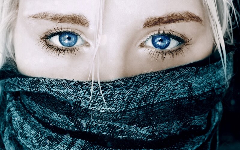 close-up of blue eyes