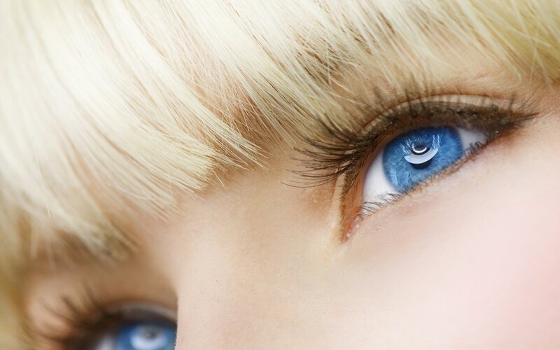 close-up of blue eyes