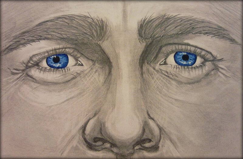 close-up of blue eyes