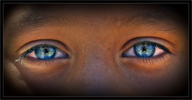 close-up of blue eyes