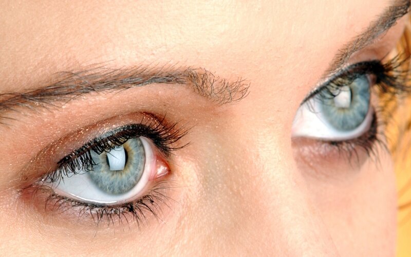close-up of blue eyes