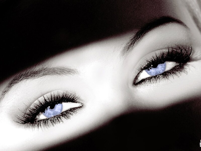 close-up of blue eyes