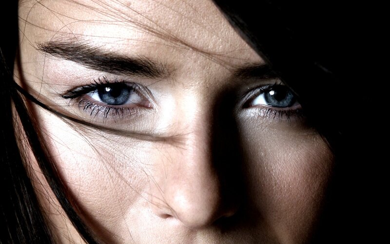close-up of blue eyes