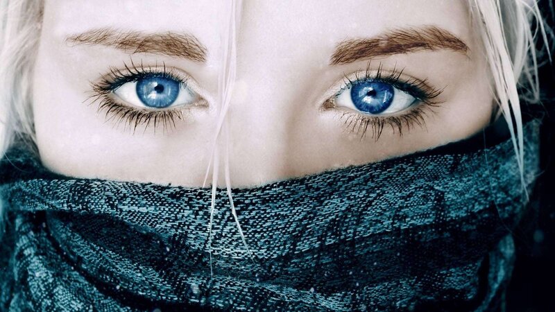 close-up of blue eyes
