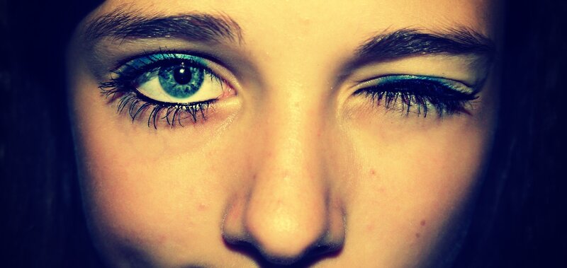 close-up of blue eyes