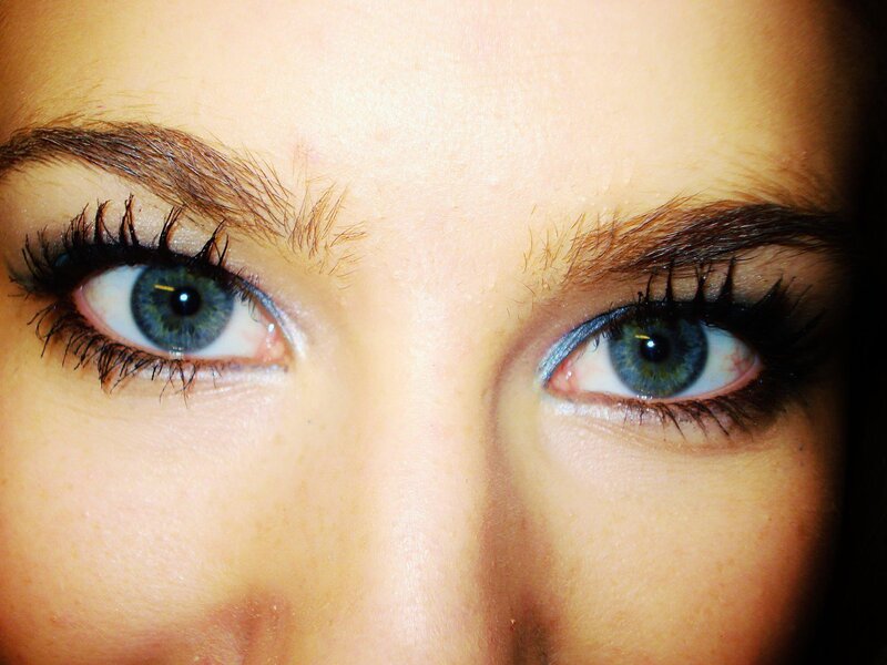 close-up of blue eyes