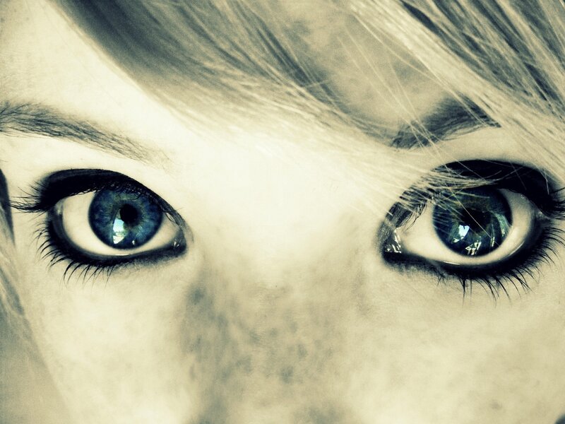 close-up of blue eyes