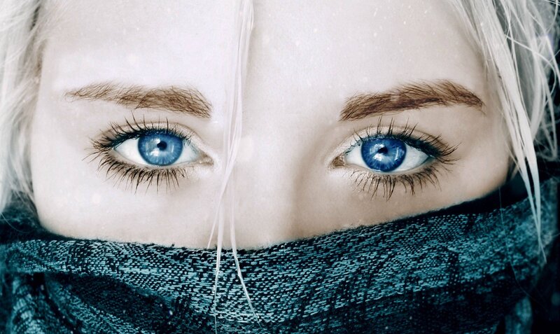 close-up of blue eyes