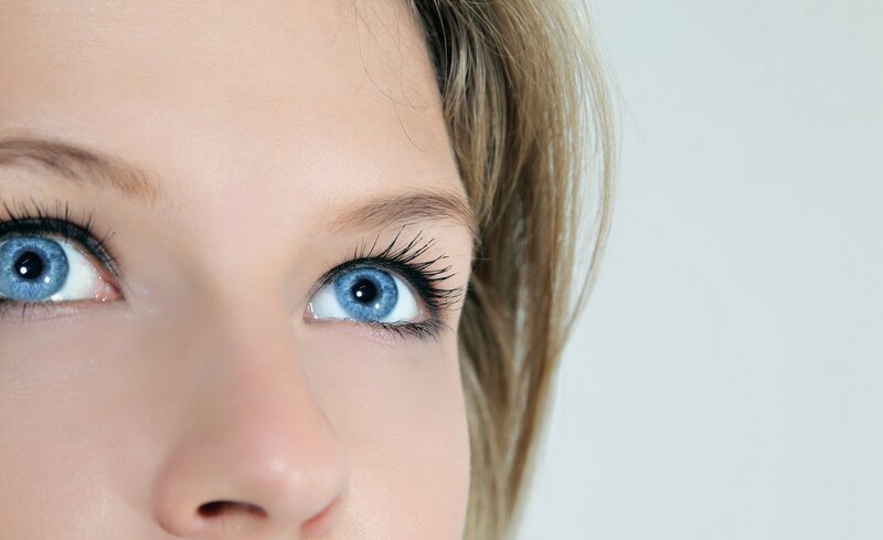 close-up of blue eyes
