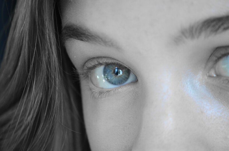 close-up of blue eyes