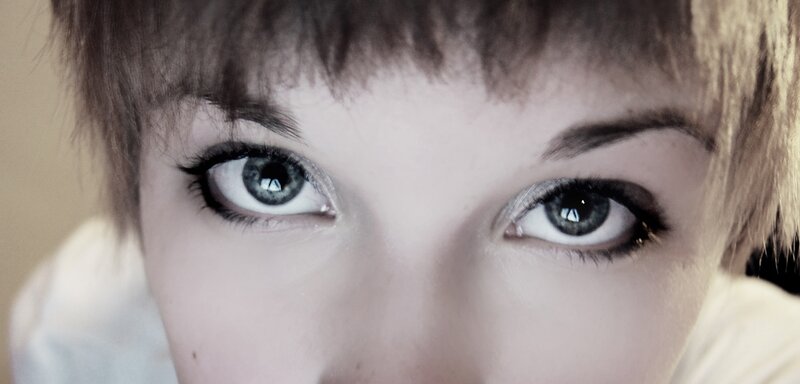 close-up of blue eyes