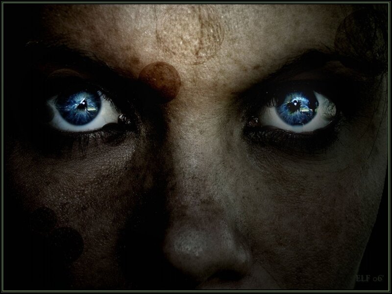 close-up of blue eyes