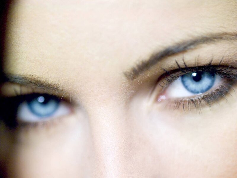 close-up of blue eyes