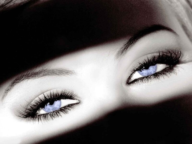 close-up of blue eyes
