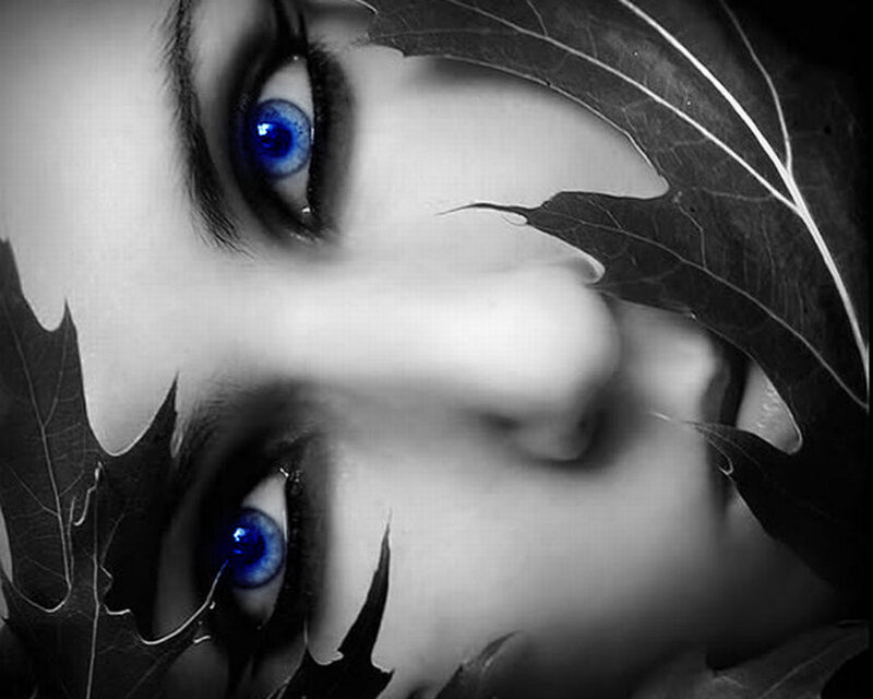 Close-up of Blue Eyes — Black, Dramatic