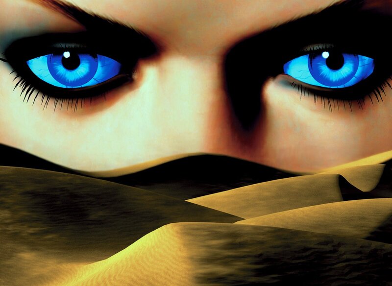Close-up of Blue Eyes — Dramatic, Night