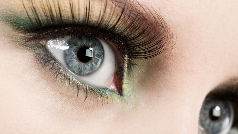 Close-up of Blue Eyes — Dramatic, Photograph, Eyelashes, Eye Makeup