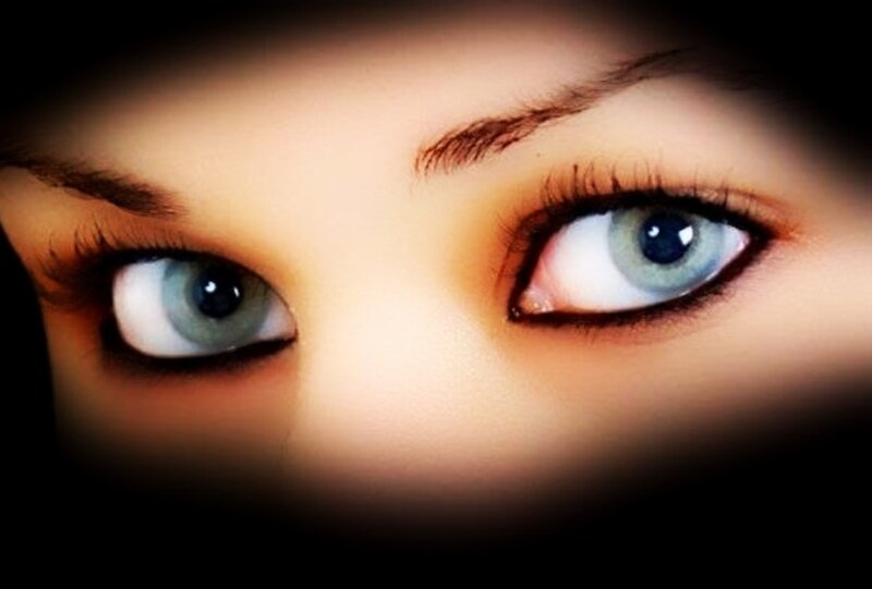 Close-up of Blue Eyes — Dramatic, Photograph