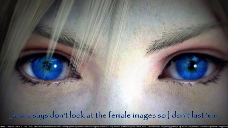 Close-up of Blue Eyes — Intense, 3d Render, Blonde Hair, Text