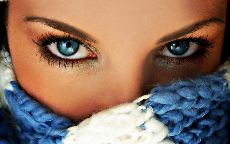 Close-up of Blue Eyes — Intense, Winter