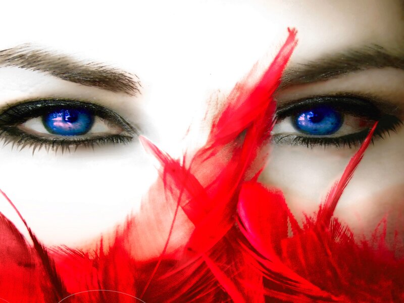 Close-up of Blue Eyes — Red