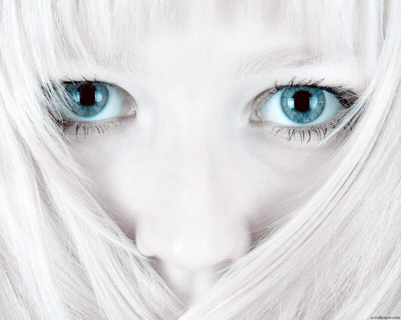 Close-up of Blue Eyes — White, Dramatic