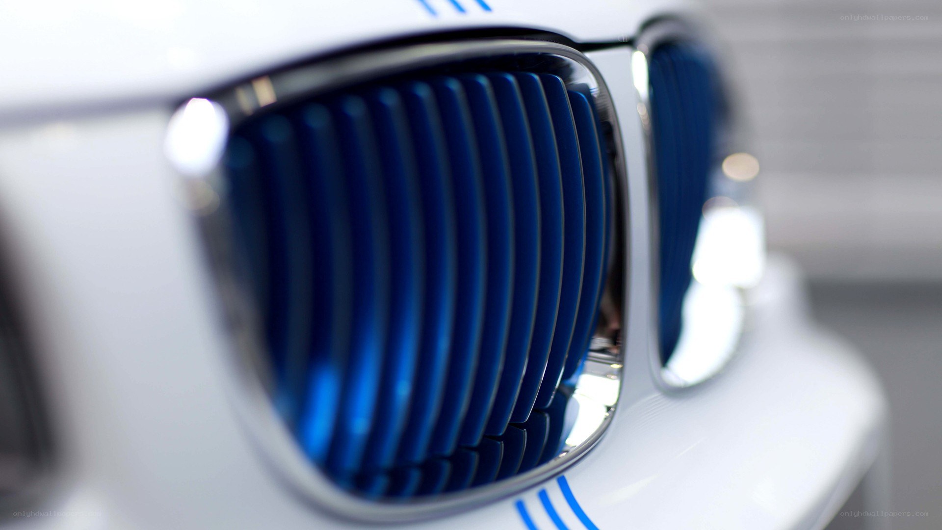 close-up of blue grille