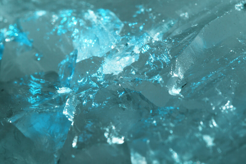 Close-up of blue ice crystals