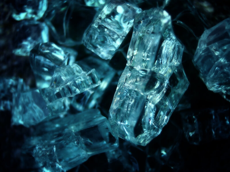 Close-up of blue ice crystals