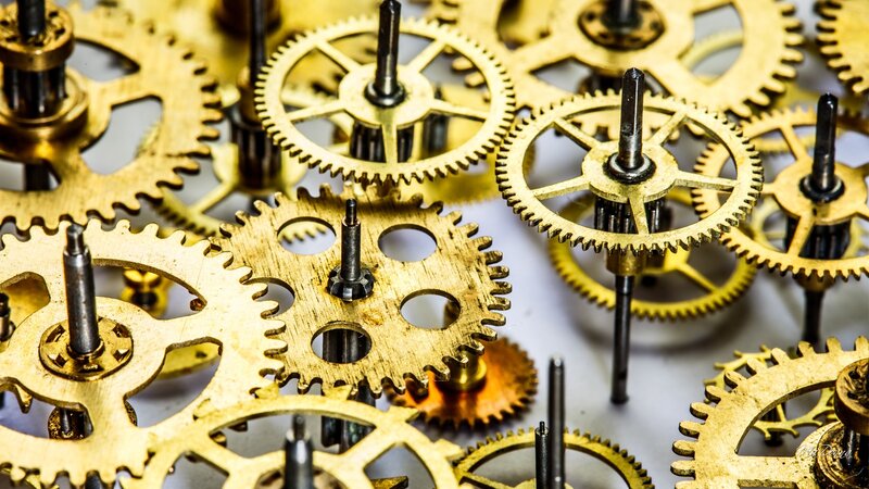 Close-up of Brass Gears — Gold