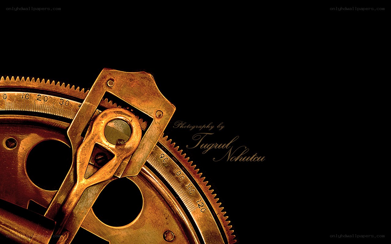close-up of brass gears