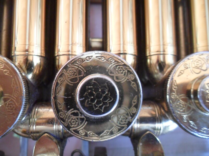 Close-up of brass instrument valves