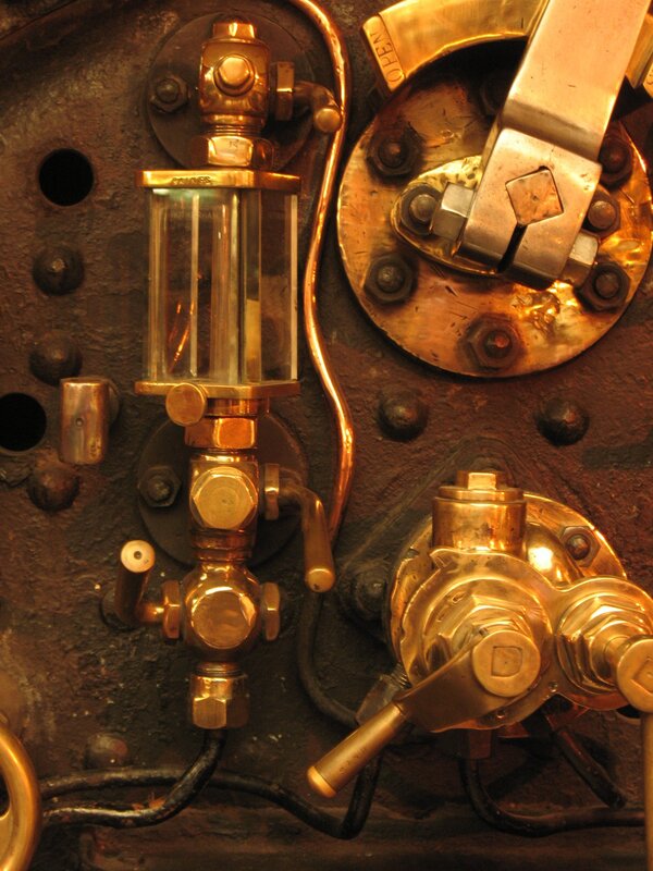 close-up of brass machinery