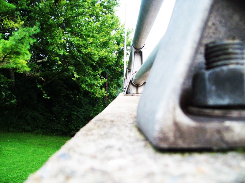 close-up of bridge railing