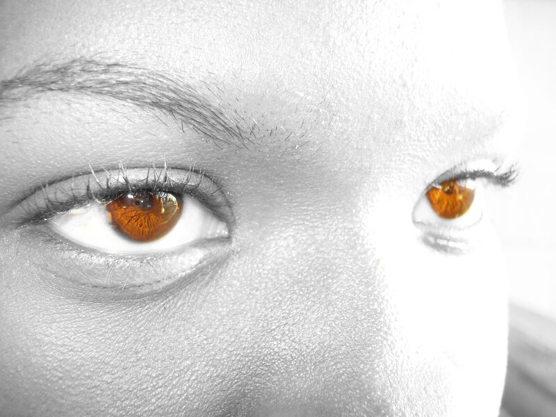 close-up of brown eyes