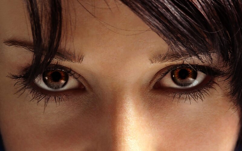 close-up of brown eyes